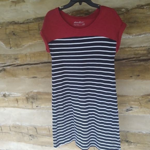 Eddie Bauer Dresses & Skirts - 3/$15 Eddie Bauer Navy & White Striped Tee Shirt Dress Size Small